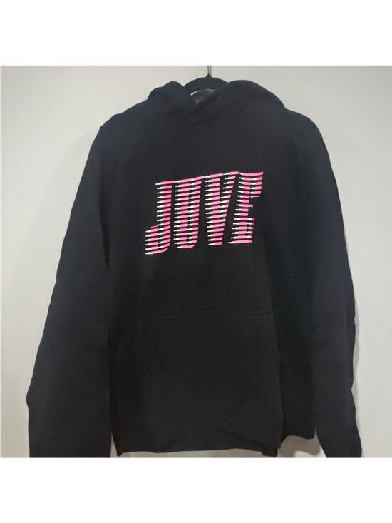 Juventus Official Product Other - Juventus Football/Soccer Black Hoodie with Pink and White Graphic